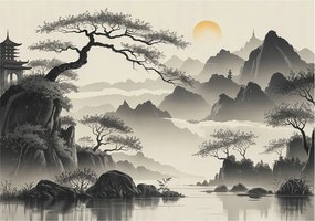 Divatos Flizelin Fali Tapéta Furnér Keleti táj 312x219 Ragasztó