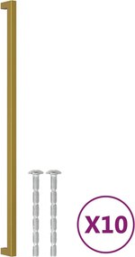 vidaXL 10 db aranyszínű rozsdamentes acél szekrényfogantyú 480 mm