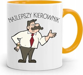 Sárga Bögre A Vezetőnek A Legjobb Vezető Nyomtatott Fényképpel