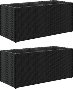 vidaXL 2 db fekete polyrattan kerti ültetőláda 2 cseréppel 72x30x32 cm