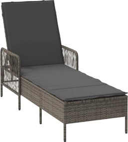 vidaXL Napozó Szürke és sötétszürke 55 x 200 x 92 cm polirattan
