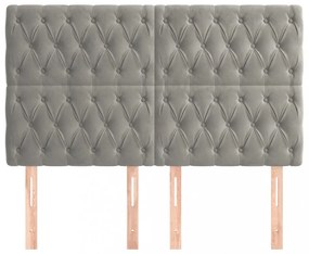 4 db világosszürke bársony fejtámla 72 x 7 x 78/88 cm