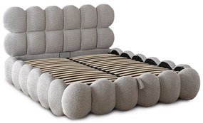 Szürke Bouclé Franciaágy Ágyneműtartóval. 160x200 ANKARA