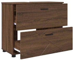 Fürdőszoba bútor szett 3 pcs barna tölgy 76.5 x 35 x 64 cm