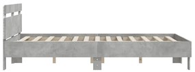 betonszürke ágykeret fejtámlával és LED-del 140x190 cm