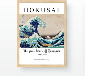 Hokusai A nagy hullám Kanagavánál keretezett falikép, 35 x 45 cm