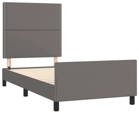 szürke műbőr ágykeret fejtámlával 80 x 200 cm