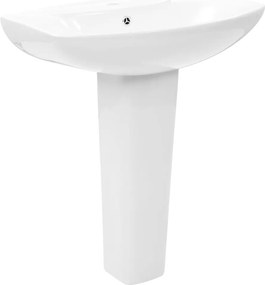 vidaXL szabadon álló fehér kerámia mosdókagyló lábbal 650x520x200 mm