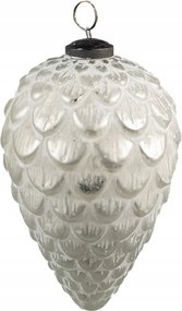 Karácsonyi gömb ezüst, fehér 8*13 cm 8x13 cm