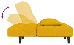 vidaXL kétszemélyes sárga bársony kanapéágy két párnával