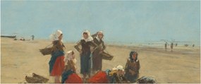 Kép - Eugène Boudin, Women on the Beach at Berck, reprodukciók (120x50 cm)