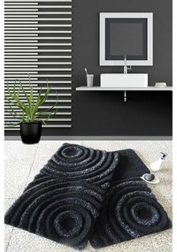 Fekete fürdőszobai kilépő szett 3 db-os 100x60 cm Wave – Foutastic