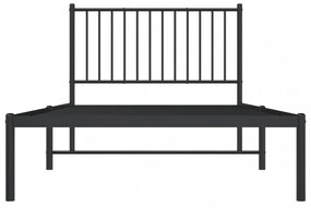 fekete fém ágykeret fejtámlával 100 x 200 cm