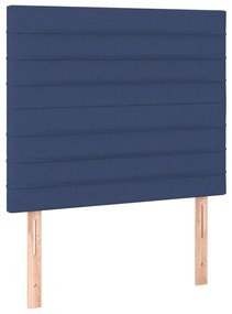 kék szövet rugós és LED-es ágy matraccal 80 x 200 cm