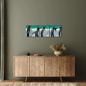 Kép - A Királyi pingvinek csoportja (órával) (90x30 cm)