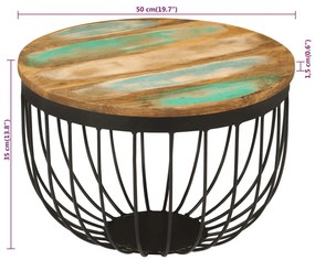 tömör újrahasznosított fa és acél dohányzóasztal Ø50 x 35 cm