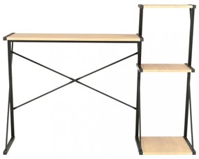 fekete és tölgyszínű íróasztal polccal 116 x 50 x 93 cm