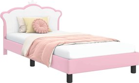 vidaXL Gyerekágy kerettel fejtámlával Rózsaszín 90 x 190 cm PU