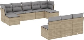 vidaXL 10 részes bézs polyrattan kerti ülőgarnitúra párnával