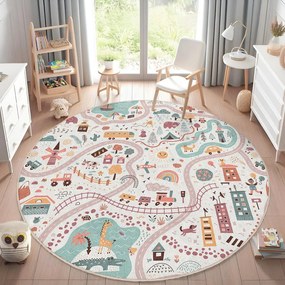 Mosható gyerek játszószőnyeg ø150 cm Furry World – Mila Home
