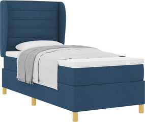 vidaXL Boxspring ágy matraccal Sötétszürke 90x190 cm Szövet Kék szövet