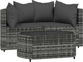 vidaXL 3 részes szürke polyrattan kerti ülőgarnitúra párnákkal