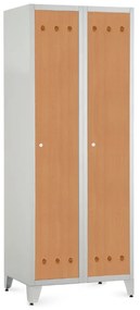 Fém szekrény fa ajtókkal, 80 x 50 x 191,5 cm, helyreigazítással, hengerzár, bükkfa