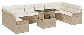 vidaXL Kerti Kanapé Szett párnával párnával 11 pcs Bézs Poly Rattan