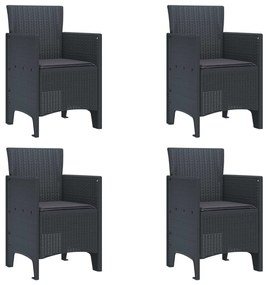 vidaXL Kerti Szék párnával 4 pcs Antracit 53 x 49 x 85 cm Polipropilén