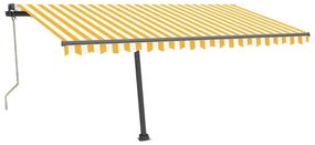 sárga-fehér szélérzékelős és LED-es napellenző 400x300 cm