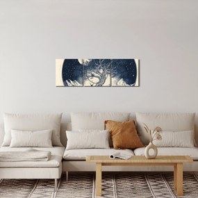 Kép – Mágikus fa szarvassal I. (órával) (90x30 cm)