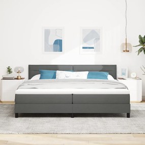 Boxspring ágy matraccal sötétszürke 200x200 cm szövet