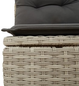 világosszürke polyrattan dönthető kerti kanapé párnákkal