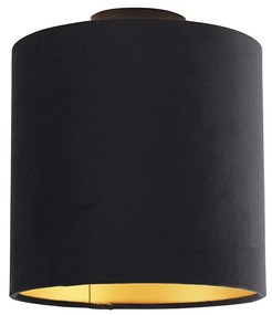 Mennyezeti lámpa fekete és arany bársony árnyékolóval 25 cm - Combi Black