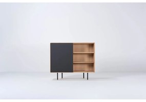 Fekete-natúr színű tölgyfa alacsony komód 118x100 cm Fina – Gazzda