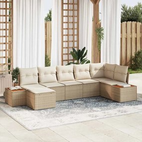 vidaXL Kerti Kanapé Szett párnával 8 pcs Beige és krém Polyrattan