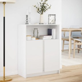 fehér szerelt fa tálalószekrény LED-del 77 x 34 x 100 cm