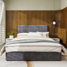 Kárpitozott ágy Gyerek franciaágy 160x200cm hidraulikus szürke