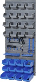 DURHAND Falipolc Összecsukható DoBOZOKKAL 44 db Szerszám Pegboard Szerszámtartó Fal Szerszámtároló Bins Hook Készlet PP Kék 54x22x95 cm | Aosom