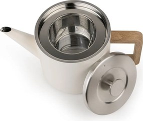 Elefántcsont színű rozsdamentes acél teáskanna szűrővel 1,1 l Duet Narvik – Bredemeijer