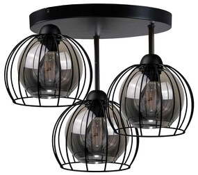 Keter Lighting Felületre szerelhető csillár  SOLO BLACK 3xE27/60W/230V átm. 30 cm KE0094