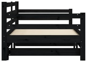 fekete tömör fenyőfa kihúzható kanapéágy 80 x 200 cm