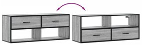 szürke sonoma színű szerelt fa és fém TV-szekrény 100x31x39,5cm