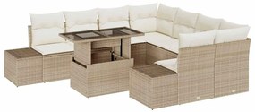 vidaXL Kerti Kanapé Szett párnával 9 pcs Beige és krém polirattan