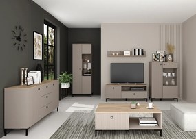 TV-állvány, szürkésbarna Taupe/silverjack tölgy, DOMCA 2D1S