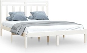 vidaXL Double fehér tömör fa ágykeret 135 x 190 cm