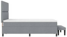 Boxspring ágy matraccal és pad állványos világosszürke 140x200 cm szövet