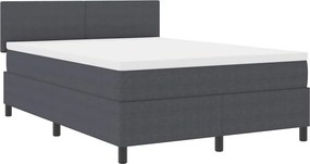 vidaXL Boxrugós ágy Sötétszürke és Fehér 140 x 190 cm Bársonyos szövet