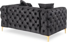 Sofa SORRENTO 2S Dwuosobowa Czarna Welurowa