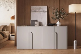 Amilio négyajtós komód 200 cm - kasmír / olajozott tölgy / kasmír fogantyúk